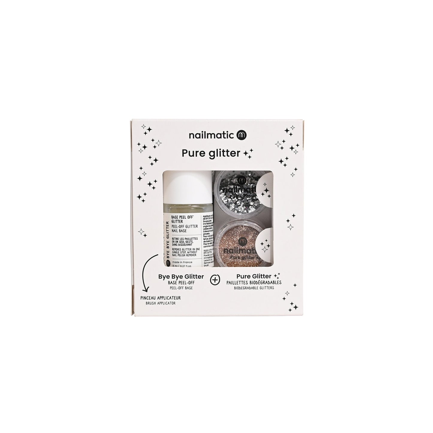 nailmatic BYE BYE Glitter Set - Silver and Gold