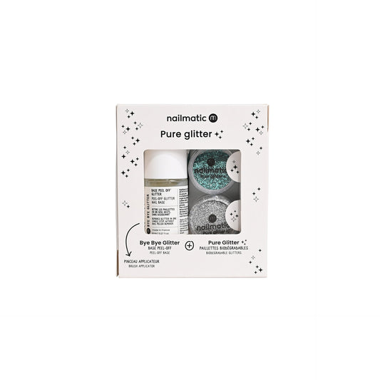 nailmatic BYE BYE Glitter Set - Turquoise and Silver
