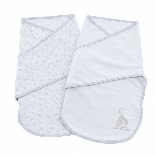 Bliss Snug: Set of 2 Swaddles Sophie la girafe Leaves - Sky