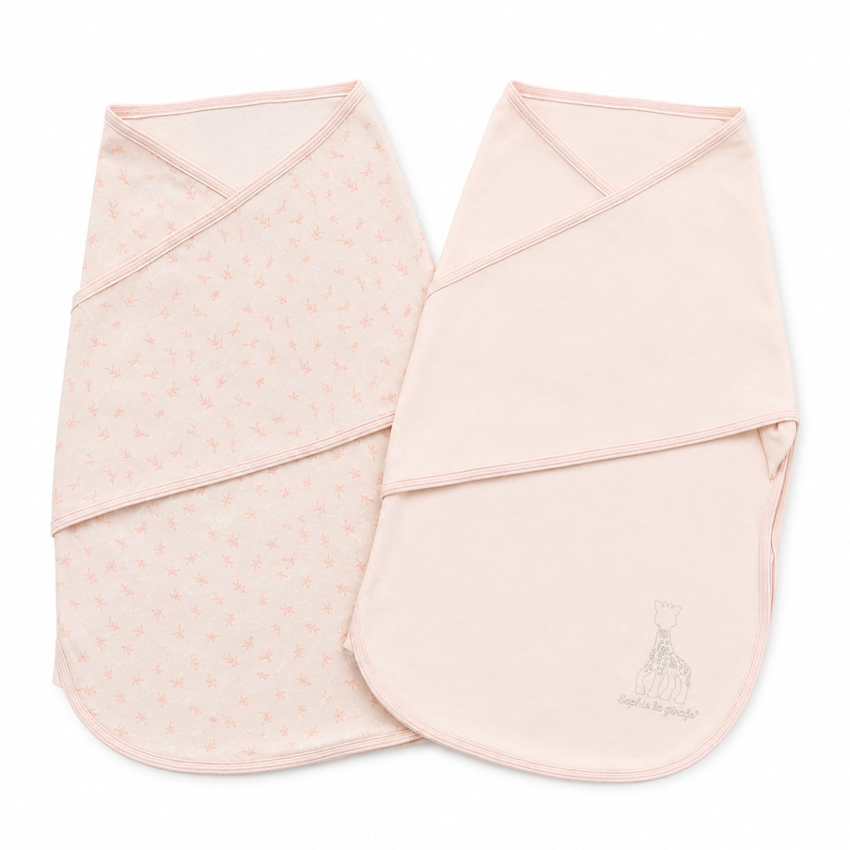 Bliss Snug: Set of 2 Swaddles Sophie la girafe Leaves - Pink