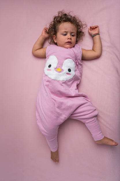 Bliss Jump, Sleeping Bag with Legs, 2.5 TOG, 6-18 months, Penguin, Patch Pink