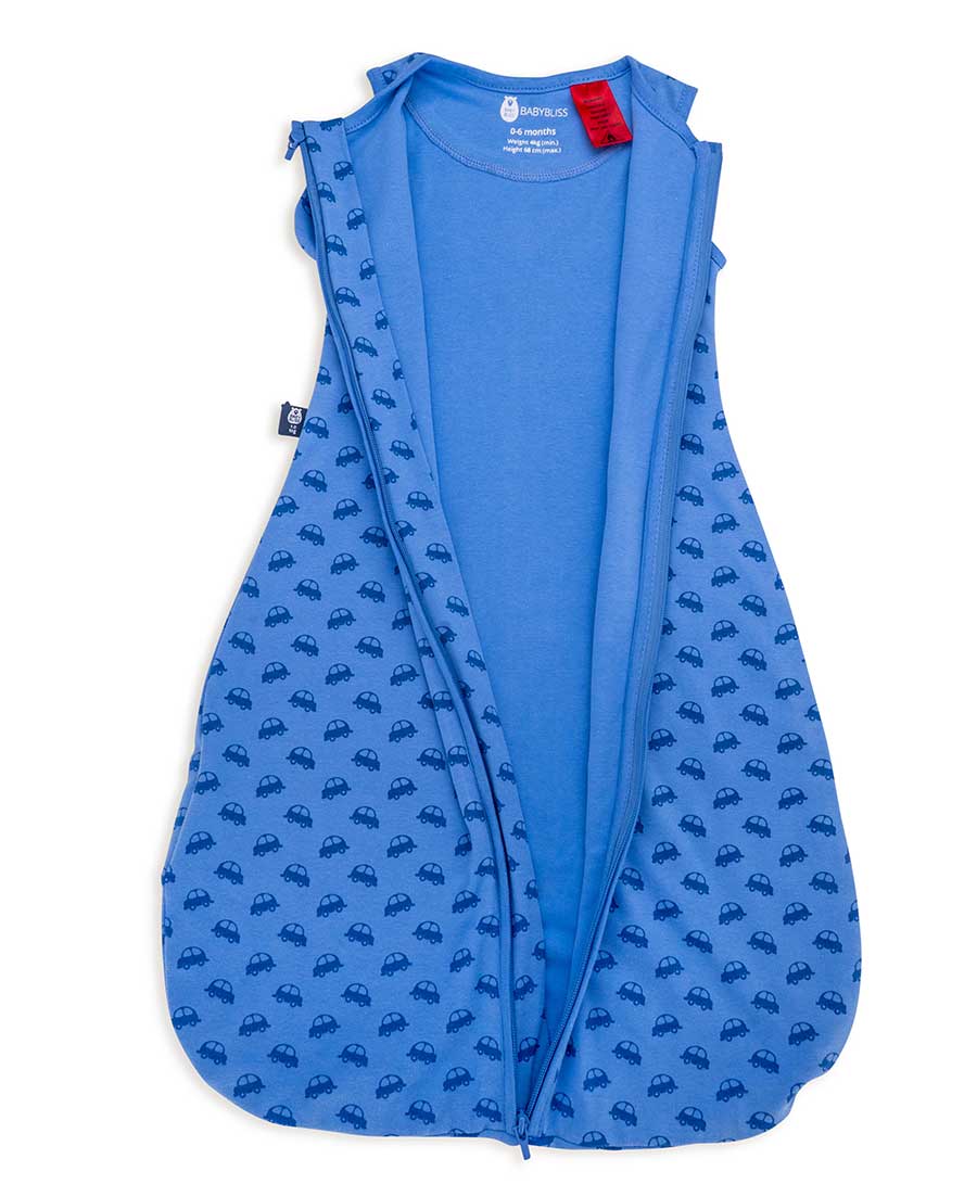 Bliss Sac, Sleeping Bag, 1 TOG, 18-36 months, VROOM Cars, Print Petrol