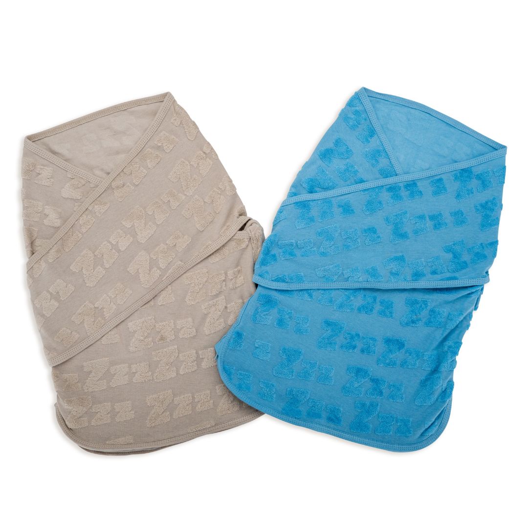 Bliss Snug: Set of 2 Swaddles ZZZ Tufted Sky & Grey
