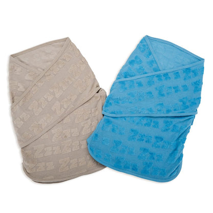 Bliss Snug: Set of 2 Swaddles ZZZ Tufted Sky & Grey