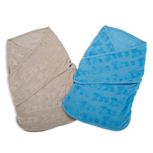 Bliss Snug: Set of 2 Swaddles ZZZ Tufted Sky & Grey