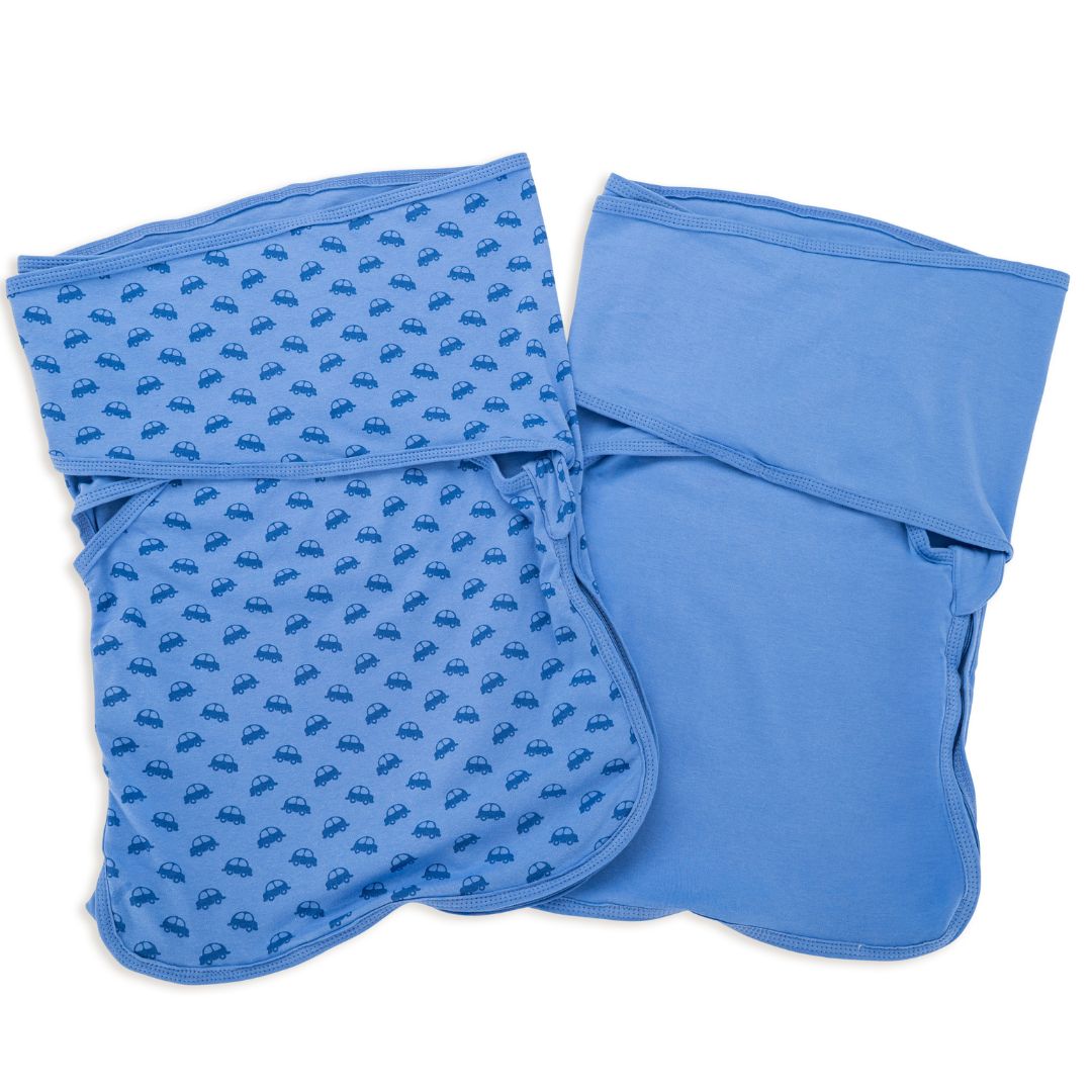 Bliss Snug: Set of 2 Swaddles VROOM / Blue