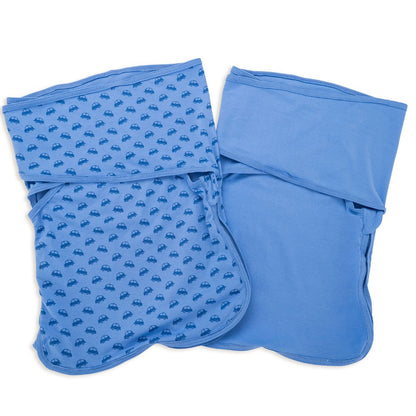 Bliss Snug: Set of 2 Swaddles VROOM / Blue